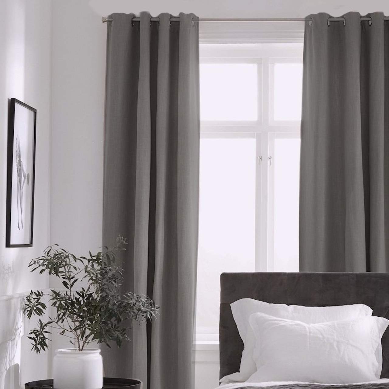 Blockout Eyelet Curtain Panel Grey