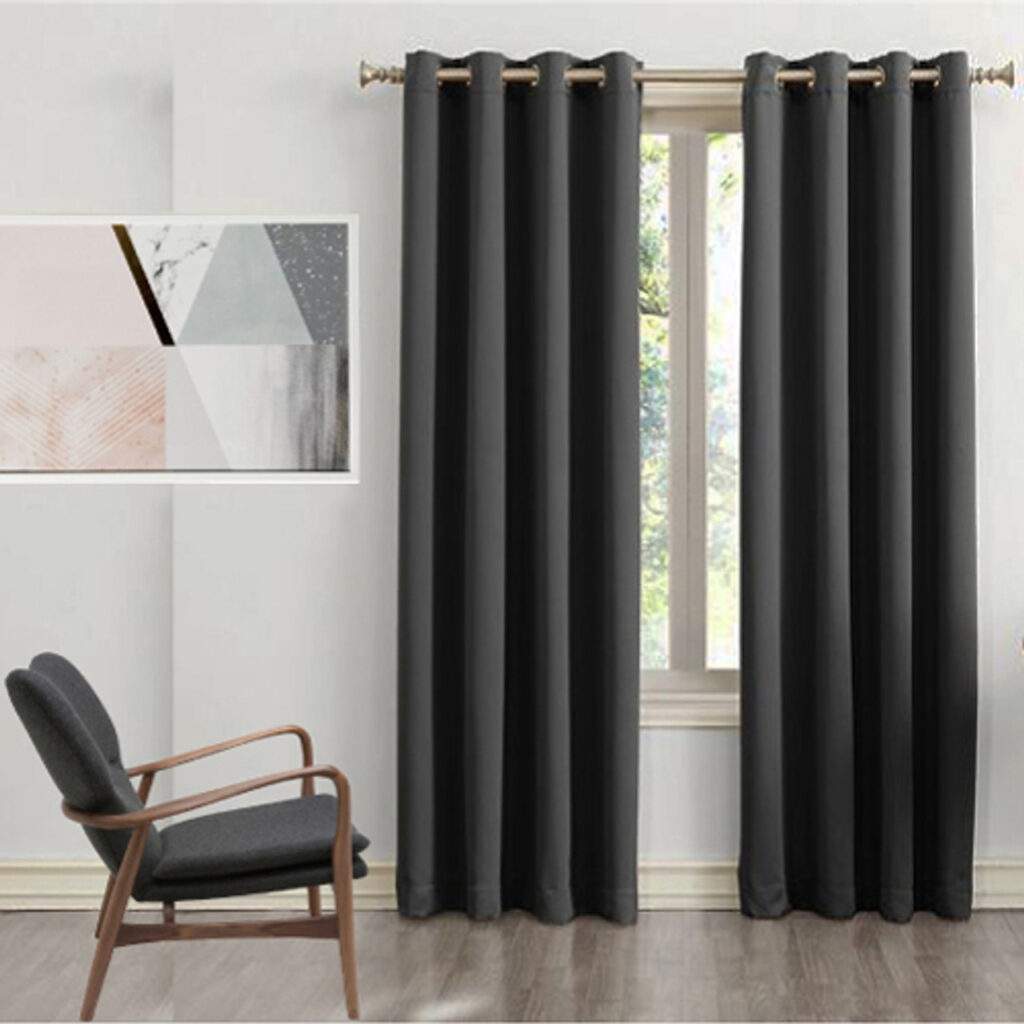 Drop Eyelet Curtain Room Darkening Blockout BLACK