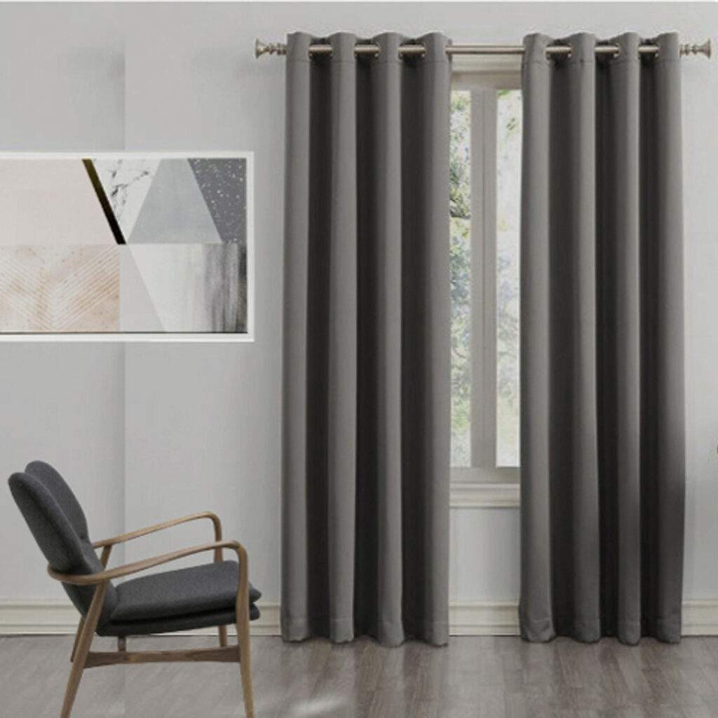 Drop Eyelet Curtain Room Darkening Blockout CHARCOAL