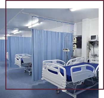 Blue blackout hospital curtains Dubai in medical ward