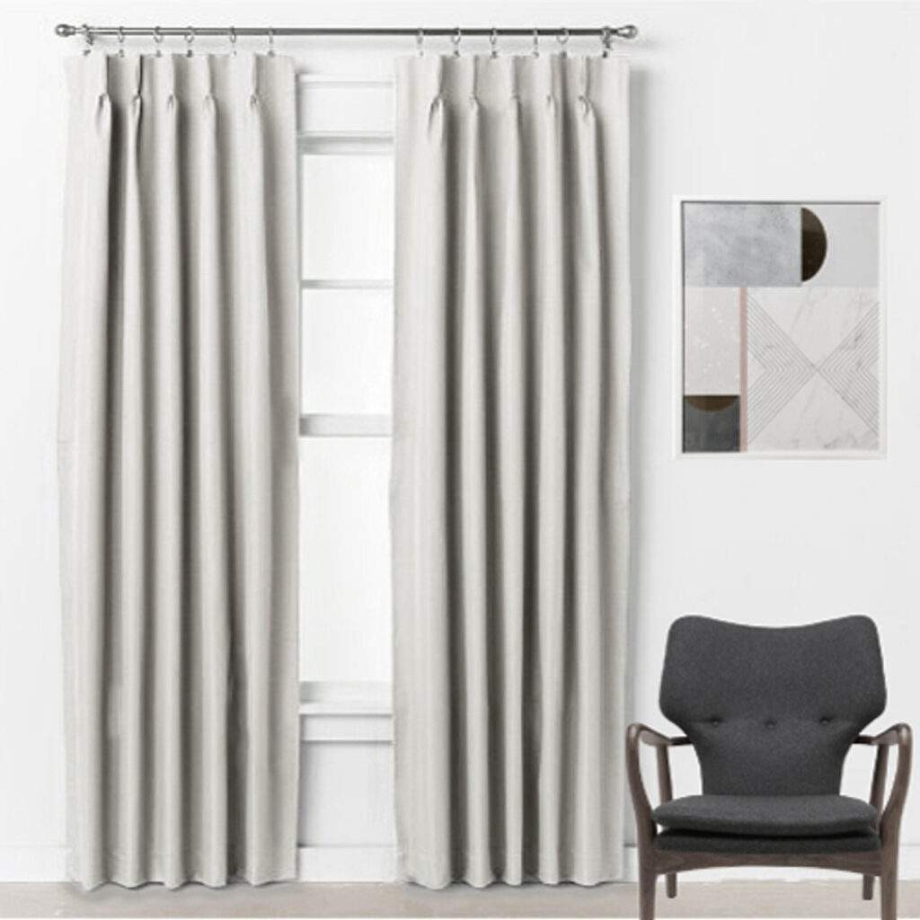Pinch Pleat Room Darkening Blockout 250cm drop Curtains EGGSHELL