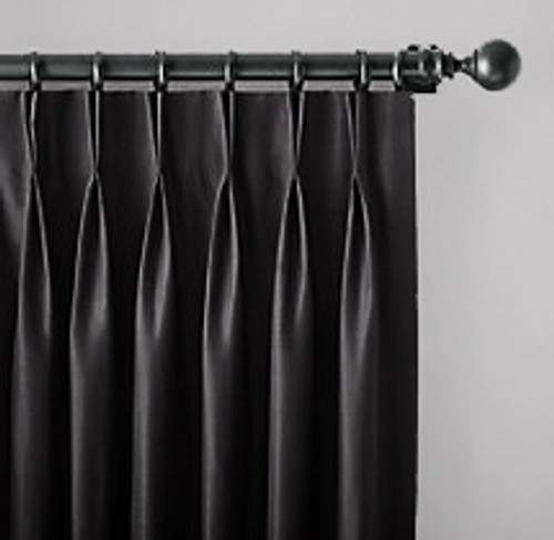 Pinch Pleat Room Darkening Blockout Curtains BLACK. sample.