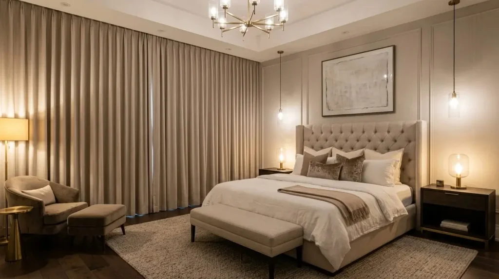 Motorized curtains for bedroom