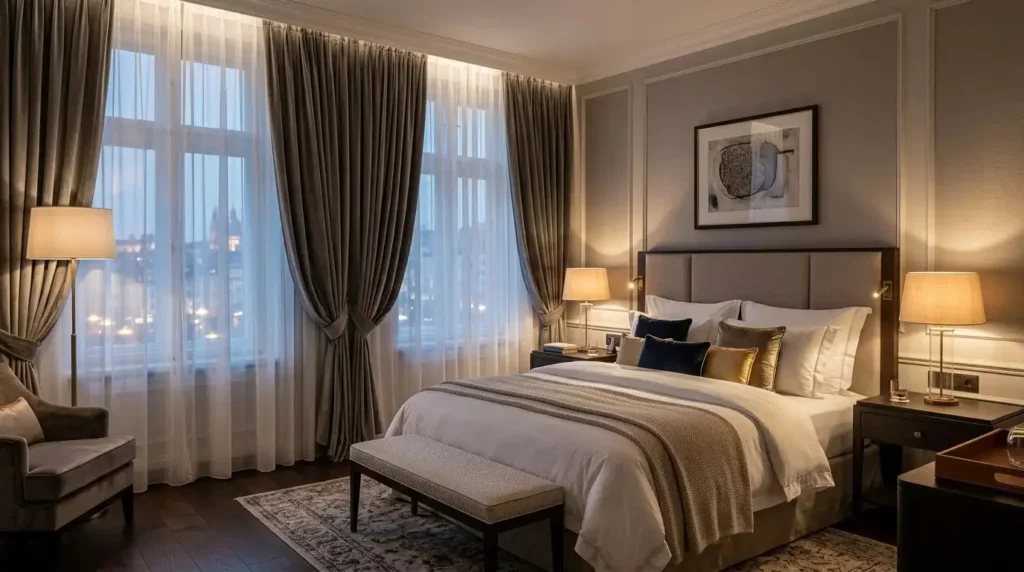 layered hotel curtains