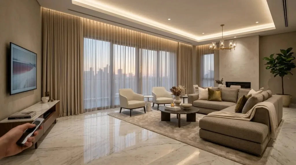 motorized curtains for living room